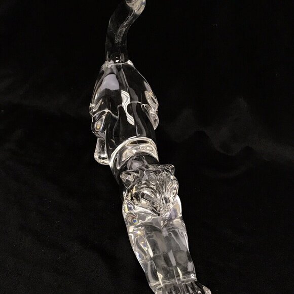Vintage LENOX Crystal Glass Cat Panther Stretching Figurine 1994 Germany - Picture 9 of 12